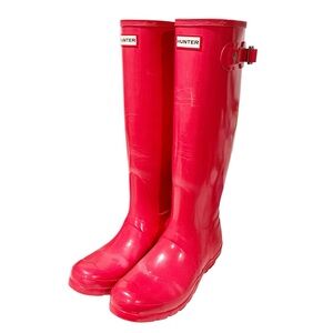 Hunter Original Pink High Gloss Waterproof Boot Size 8